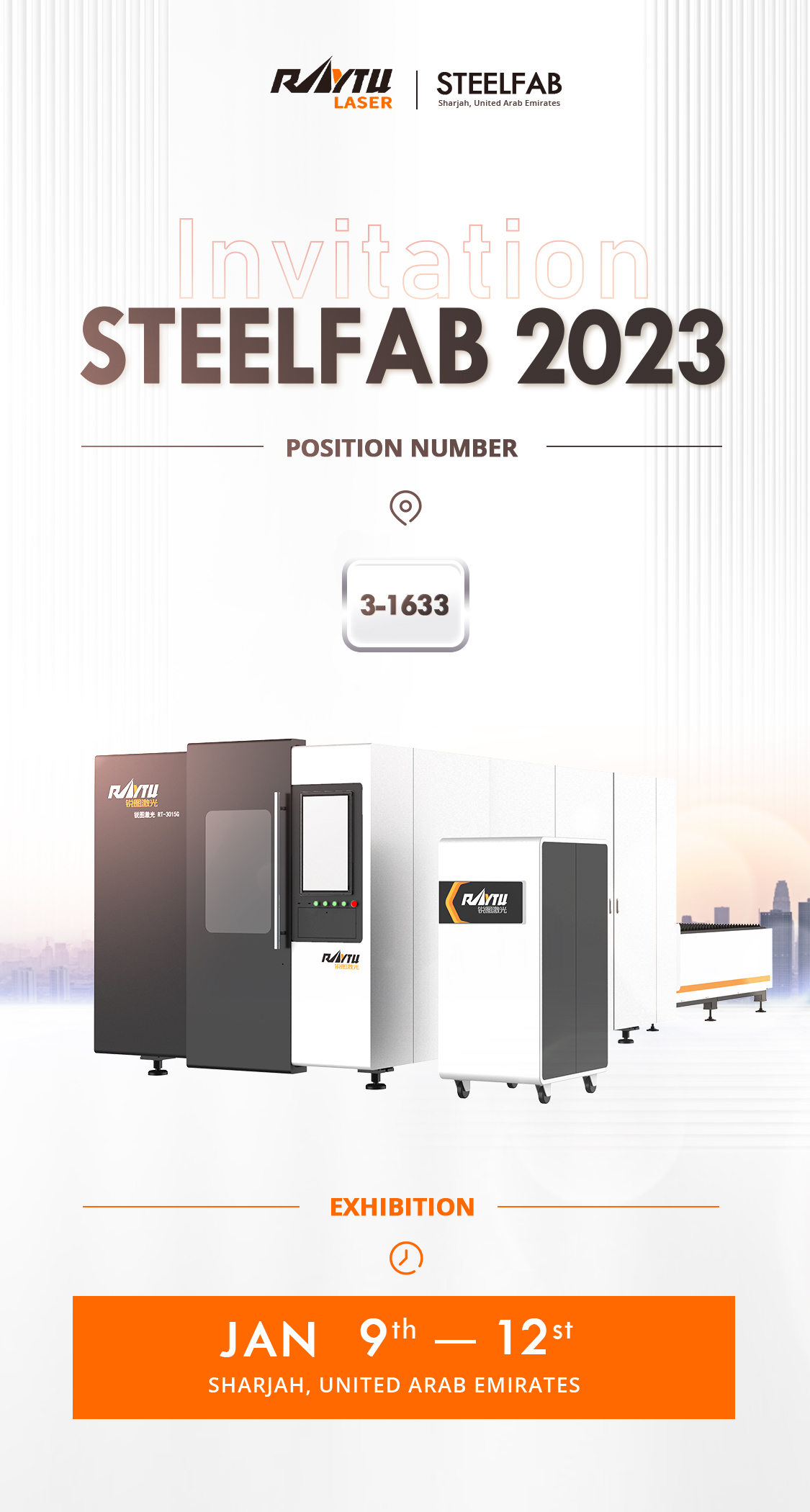 Raytu laser invite you to visit us at STEEL FAB ,Expo Center Sharjah UAE