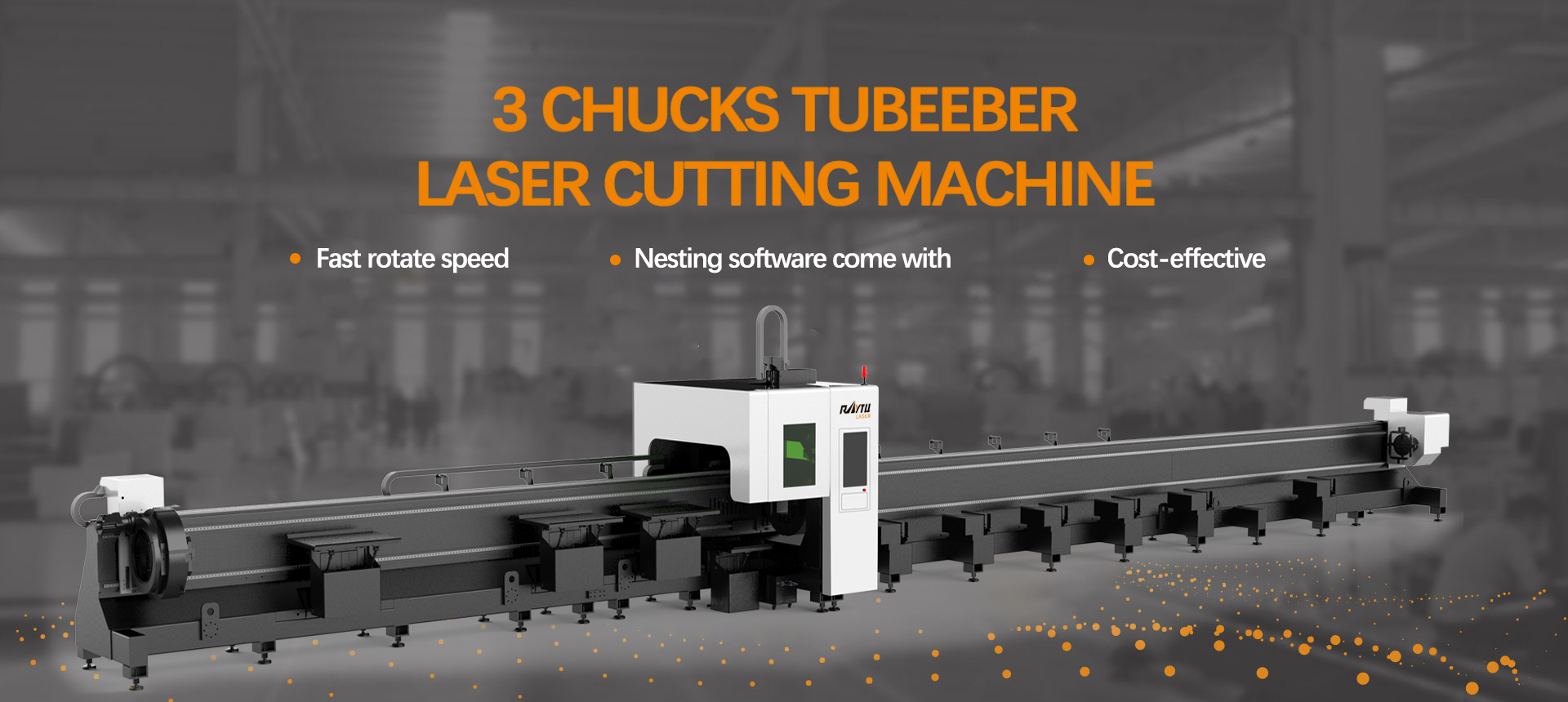 3 Chucks Tubeeber Laser Cutting Machine